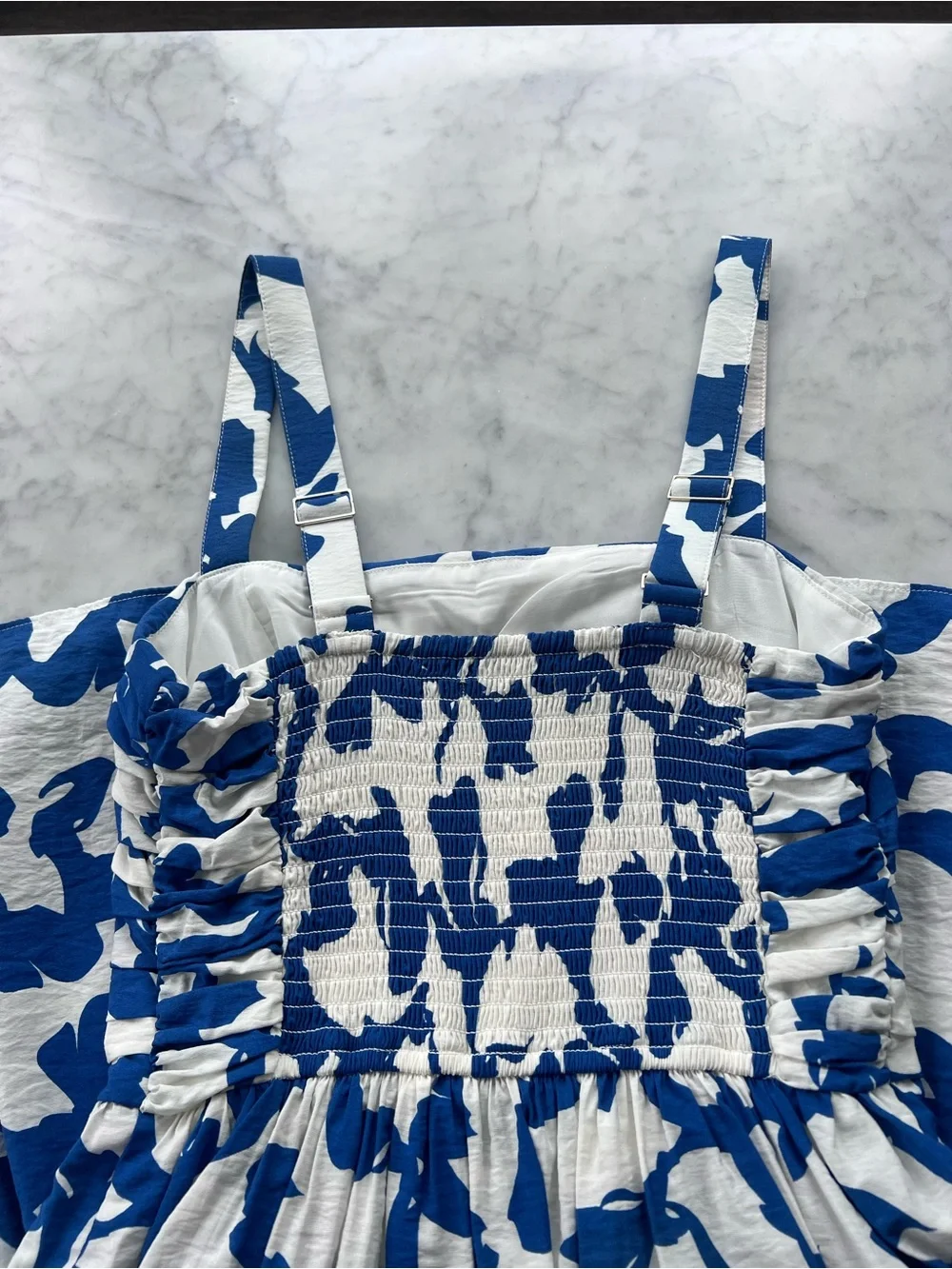 Abercrombie Emerson Tiered Maxi Dress in Blue Pattern Size Small